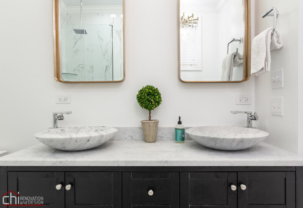 chi | Ranch Triangle Chicago Bathroom Twin Sink Renovation