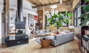 Chicago Timber Loft Living Room Remodel